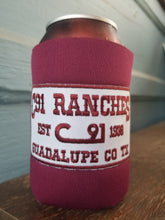 Load image into Gallery viewer, Maroon with Maroon Patch C91 Ranches Koozie
