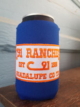 Load image into Gallery viewer, Blue with Orange Patch C91 Ranches Koozie
